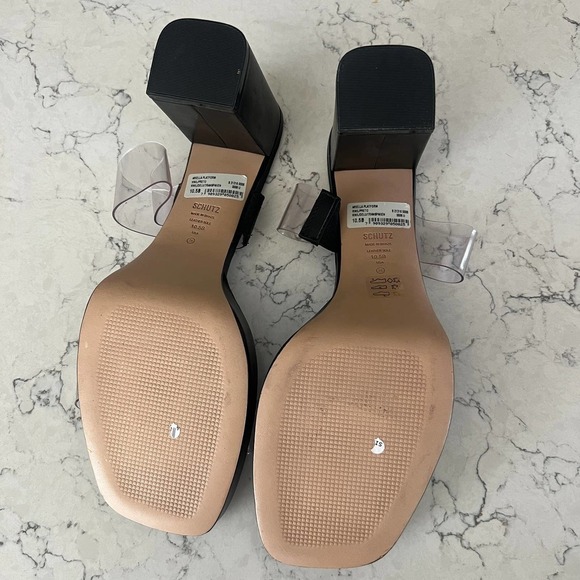 NEW $118 Schutz Ariella Black Leather Platform Sandal - Picture 9 of 9